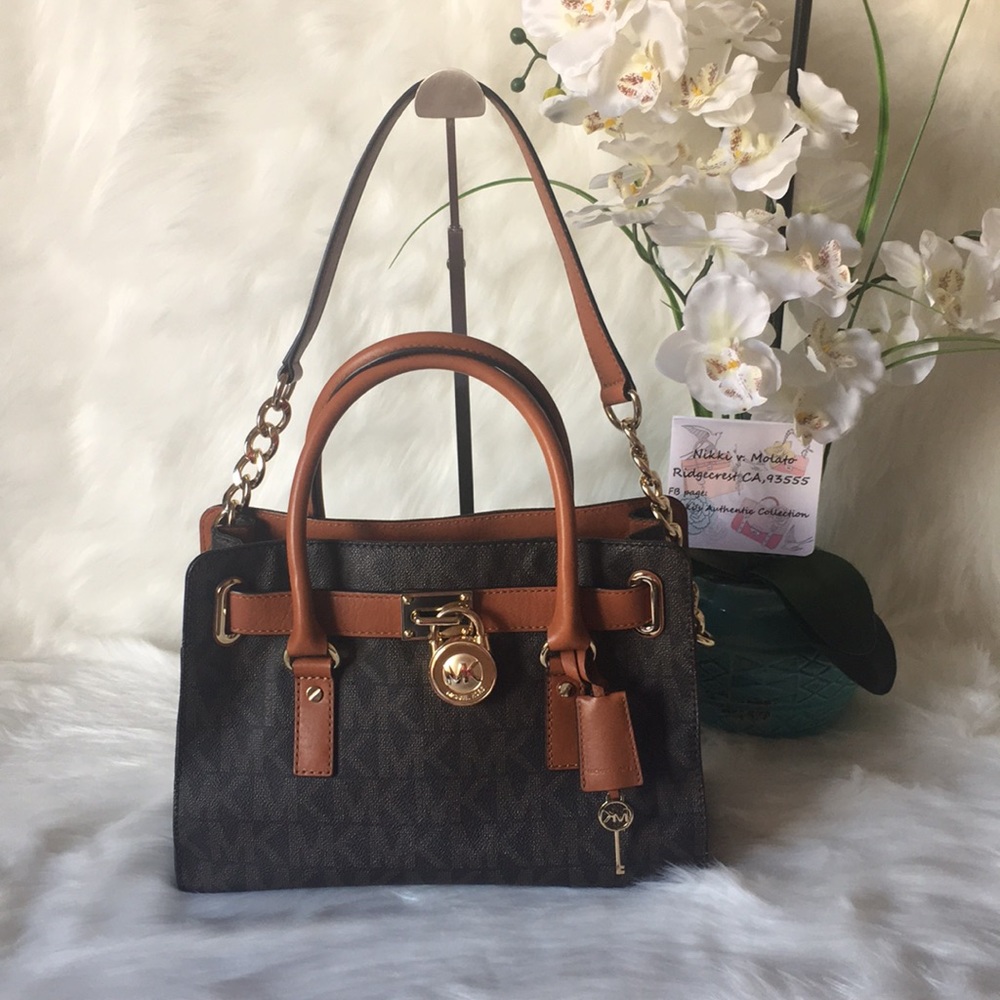 💯authentict  michael kors Hamilton brown